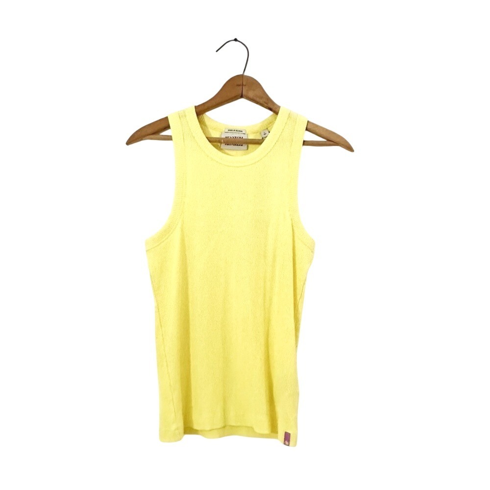 Scotch & Soda Gelbe Cotton In-Conversion Ribbed Yellow Racer Tank - Large